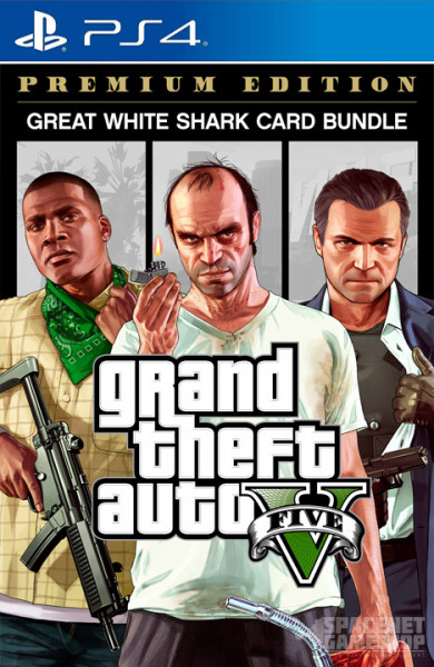 Grand Theft Auto V GTA 5: Premium Edition & Great White Shark Card Bundle PS4